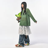 シースルー長袖Tシャツ GREEN