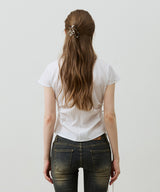 EVE STRIPE WRAP CAP SLEEVE SHIRT / WHITE