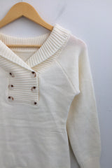 button shawl collar knitwear