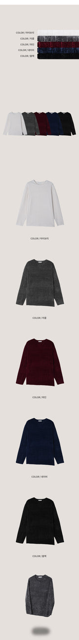 [S/S] カッティングラウンドネックベルベットニット (5color)