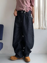 HERRINGBONE NONFADE BALLOON JEANS