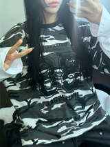 ミリタリーレイヤードオーバーフィットロゴスリーブTシャツ 🩶💚🤍2カラー