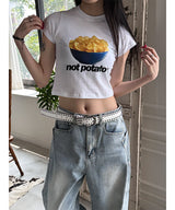 スリムプリントクロップTシャツ(3color)