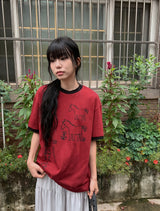 [unisex] Moab Horse Printing Ringer Short Sleeve Tee