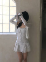 Bridgerton Punching Lace Shirring Sleeveless Dress