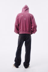 FLOCKED LIGHT HAND-BRUSHED FADED DISTRESSED COLOR-TOOTH ZIPPER HEM STRAIGHT-LEG JEANS