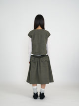 TULIP COLLAR PUFF BLOUSE (DOT KHAKI)
