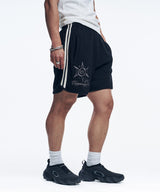 Embroidery Track Waffle Shorts - Black