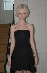 C RUFFLE SLEEVELESS DRESS_BLACK