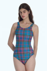 [Preppy Check_blue] Uバック ワンピース スイムウェア
