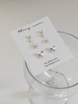 [3 set] flower heart earring set / simple, lovely, pointy, daily, spring, summer flower