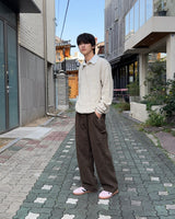 Popping collar knit (Beige)