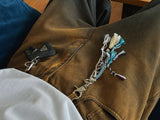 ハンドメイドミントチョコフリンジキーリング