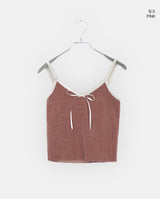 Nuri Ribbon Lace Ribbed Velvet Tank Top