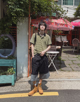 ベルストライプカラーショートスリーブTシャツ