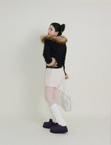 デッカウルフジョットフード付きファーニットジップアップジャケット (Wool Jacket)