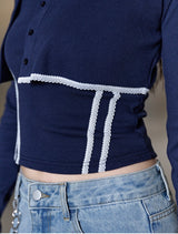 [SET] PULSE SET-UP LACE POINT SLEEVELESS BOLERO CARDIGAN (2COLOR)