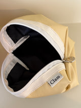 Clam round pouch _ Leather lemon cream