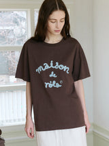MAISON DE ROLA EMBROIDERY LOOSE FIT T-SHIRT BROWN