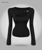 Buckle Cut-Out Top (3color)