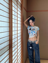 キティ―キティーキッチクロップドtシャツ　ウィズラグランtシャツ
