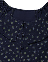 RUFFLE FLOWER BLOUSE(NAVY)