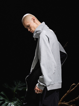 RELABEL 24AW バタフライ - スケール スプリット ナイロン パッチワーク デコンストラクト シームブレーカー スタンドカラー ジップ スウェットシャツ
