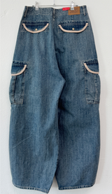 HIGH QUALITY 💍💎 LIP BALLOON PARACHUTE DENIM PANTS 🤎2 SIZE