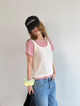 denim frill bermuda pants 