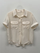Pocket Organza See-through Short Sleeve Shirt