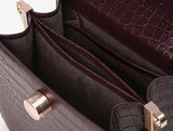 LAZEL MINI CROC ショルダーレザーバッグ / Wani Burgundy