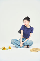 ワッペンステッチ半袖ミニTシャツ
