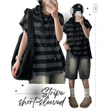 Beauven ストライプフーディドニットベスト
