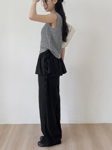 Frill Wrap Nylon Wide Pants