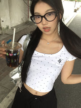 クラシックドットUネッククロップ半袖Tシャツ