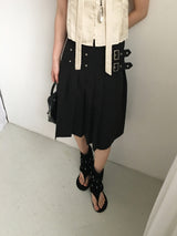 Buckle pleats midi skirt
