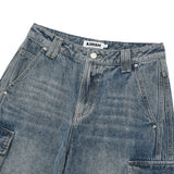 VINTAGE CARGO WIDE-FIT DENIM PANTS [BLUE]