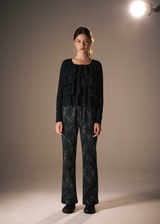Scanned Lace Boots-Cut Pants / Navy