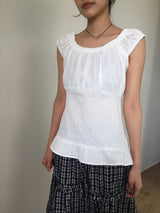 Flower ombre shirring blouse (2color)