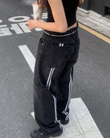 (Unisex) トラックデニムパンツ