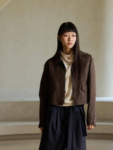 DARK BROWN SHORT FRENCH JACKET