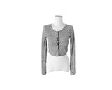 Kwi Shirring Button Flare Sleeveless Crop Cardigan