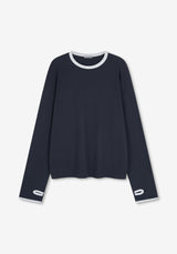 RU Crop Waffle Color Point Warmer Long T