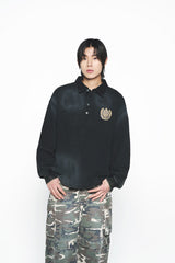 25SS ウォッシングエンボラグビースウェットシャツ ブラック