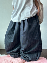 STRIPE NON-FADE DENIM VER ❤‍🔥 ツープリーツバルーンコットンパンツ 🖤 - 2 COLORS