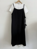 Loendy Layered Bustier Short Sleeve Long Dress 2 Colors