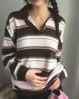 Kipek Stripe Color PK Collar Knitwear