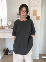ワッフルボタンオーバーサイズTシャツ (3C)