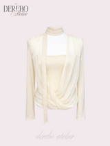daisy scarf chiffon shirring blouse top