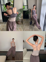 バックストラップスパンデックスコットンノースリーブTシャツ